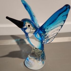 Blue Glass Hummingbird Figurine